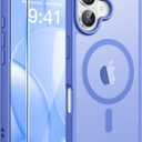 FNTCASE for iPhone 16 Case [Compatible with Magsafe] Translucent Matte Cases with [Screen Protector] Military Grade Shockproof Protective Phone Cover - Ultramarine