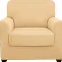 hyha Couch Covers, Chair/Sofa Covers, Stretch, 2 Pieces, Armchair Slipcover, Separate Couch Cushion Slipcover, Furniture Protector for Dogs(Armchair, Beige Yellow) (Small)