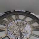 36 Inch Moving Gear Wall Clock, Oversized Wall Clocks, Clock Living Room Decor, Solid Wood Frame, Battery Operated, Large Wall Clock with Steampunk Industrial for Fireplace(Brown)