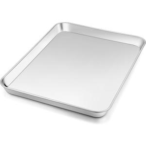 12.5 Inch Baking Sheet Pan, Joyfair Stainless Steel Cookie Sheet Toaster Oven Tray, Professional Bakeware for Cookie/Bacon/Bread, Rolled Rim & Mirror Finish, Rust Resistant & Dishwasher Safe