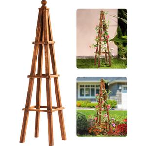 Idzo 61-Inch Wood Obelisk Trellis for Climbing Plants, Outdoor & Indoor Garden Decor, Light Brown, Durable, Space-Saving, Easy Assembly, Ideal for Patio & Yard  Upgraded 2025 Idzo 61-Inch Wood Obelisk Trellis for Climbing Plants, Outdoor & Indoor Garden Decor, Light Brown, Durable, Space-Saving, Easy Assembly, Ideal for Patio & Yard  Upgraded 2025