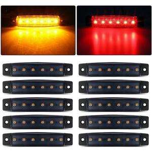 FXC Smoked 6 LED Clearence Light Front Rear Side Marker Indicators Light for Truck Car Bus Trailer Van Caravan Boat, Taillight Brake Stop Lamp 12V (5x Amber + 5x Red)