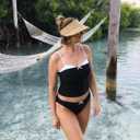 ZAFUL Cute Tankini Swimsuits for Women Retro Y2K High Cut Two Piece Bathing Suit 2026 Beach Swimwear (Black, M)
