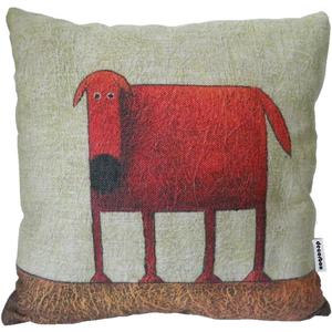 Cotton Linen Square Decorative Throw Pillow Case Cushion Cover Green Background Red Dog 18 "X18 "