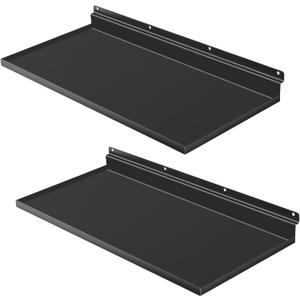 PEKGRIL 17X8 Inch Large Slatwall Shelves Set of 2, Metal Slat Wall Shelves Accessories, Flat Display Shelves for Slat, Metal Retail Display for Storage and Organization, Black