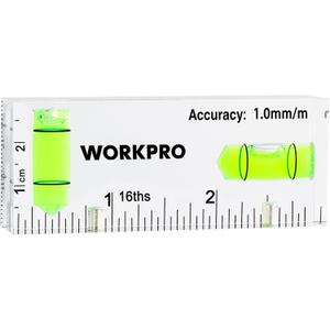 WORKPRO Small Level, 3 Inch Mini Level Tool, Magnetic Level with 2 Different Bubbles 90/180, Shatterproof Cross Check Bubble Level, Pocket Level for Picture Hanging Tool