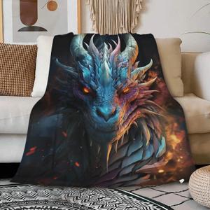 Ultra Soft Flannel Fleece Throw Blanket Dragon All Season Warm and Cozy Quilt Blanket for Bed Sofa Couch 60"X50"for Teens