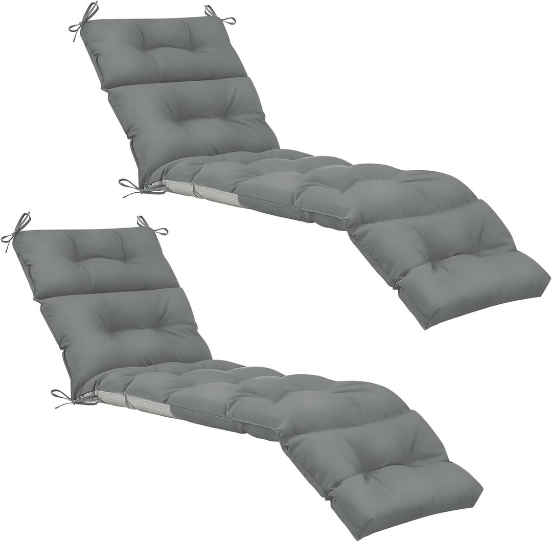 Kigley Chaise Lounge Cushions 75 x 22 x 5 Inches Soft Lounge Chair Cushion Spring/Summer Seasonal Replacement for Outdoor Indoor Home Office(Dark Gray,2 Pcs)