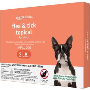 Amazon Basics Flea and Tick Topical Treatment for Small Dogs (5-22 pounds), 3 Count (Previously Solimo)