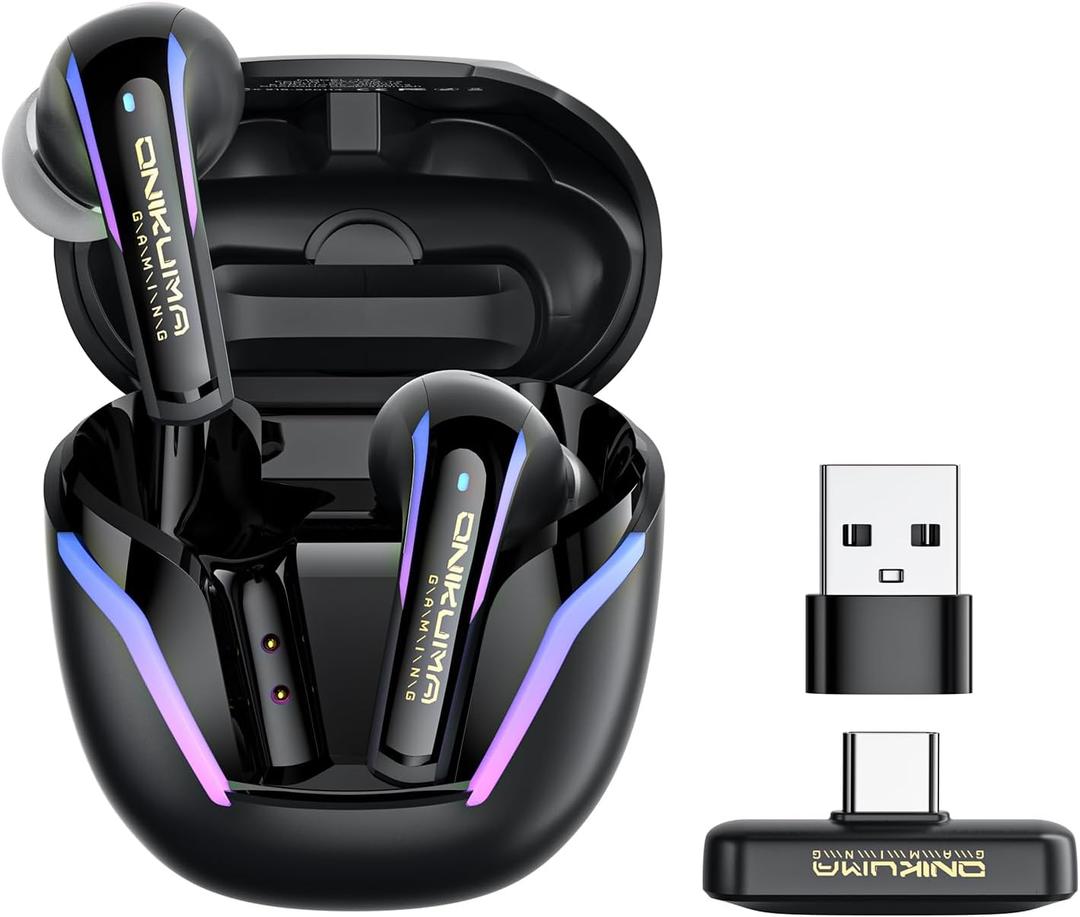20ms Ultra-Low Latency 2.4G Wireless Gaming Earbuds with ENC Mic - 2.4GHz/Bluetooth Dual-Mode for PS5, PC, Meta Quest 3, Steam Deck, Phone & Laptop-Black