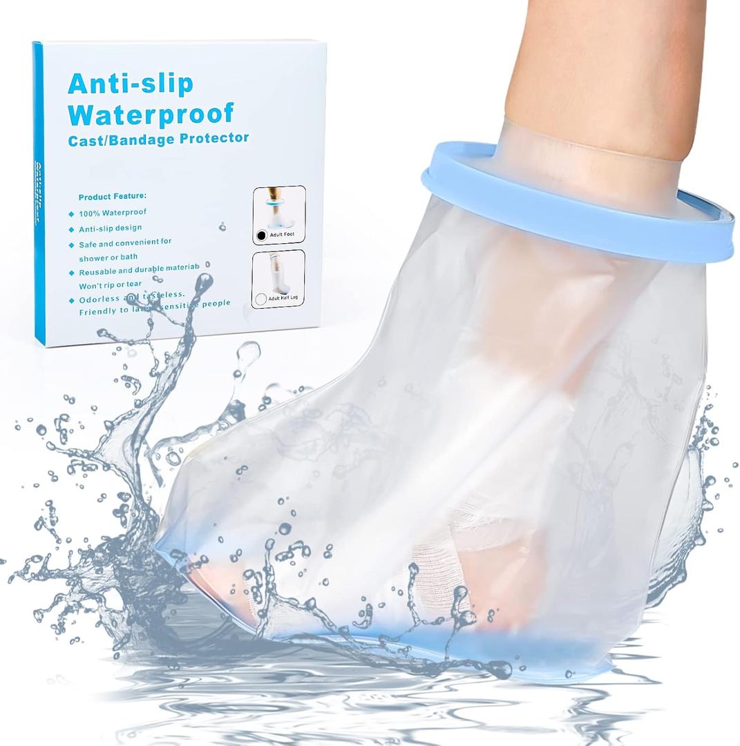 Sumifun Waterproof Foot Cast Covers for Shower Adult with Non-slip Padding Bottom, Watertight Ankle Cast Protector Keep Wounds Dry (Adult Short Foot 6.5 Inch)