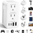 2500W Voltage Converter US to Europe, 220V to 110V Converter for European Travel, Power Converter Adapter Combo with 2 USB-A 2 USB-C, UK/AU/US/IT/European Travel Plug Adapters for Hair Dryer