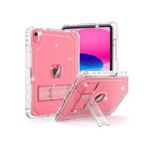 ZoneFoker Case for iPad A16 11th Generation 11 Inch 2025 / 10th Gen 10.9 Inch Case 2022, Heavy Duty Shockproof Rugged Protective Translucent Cover with Pencil Holder Kickstand, Clear Glitter