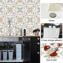 10PCS Peel and Stick Floor Tiles 12x12 Inch Gray Beige Floral Pattern Self Adhesive Vinyl Flooring Square Planks for Kitchen Bathroom Bedroom Living Room Home Renovation DIY Decor