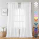 Lecloud Sheer White Curtains 96 Inches Long 2 Panels, Farmhouse Soft Voile Curtain for Windows, Airy Solid Color Tulle Curtains for Living Room Bedroom Rod Pocket, Each Panel 42 X 96 Inch