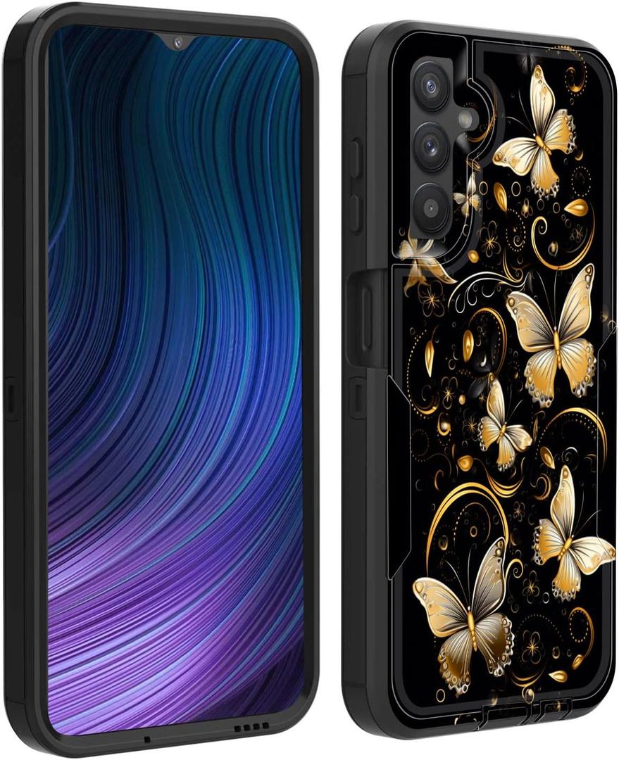 for Galaxy A14 5G Case,Dual Layer Hybrid (Magnetic Mount Friendly) Shockproof Drop Protection Impact Phone Cover Case for Samsung Galaxy A14 5G 6.6 inch,Abstract Butterfly