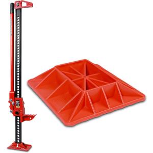 Big RED 60" Ratcheting Off Road Utility Farm Jack,Heavy-Duty Farm Jack for Tractor, Truck, SUV, 3 Ton (6,000 lb) Capacity, Red