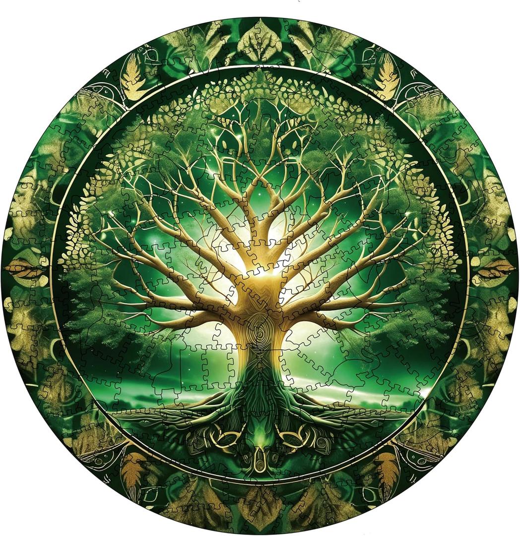 200 Pieces Wooden Puzzle for Adults Tree of Life, 200 Pieces Unique Animal Shaped Jigsaw Pieces, Premium Laser-Cut Brain Teaser Puzzle, Stress Relief Gift for Puzzle Lovers