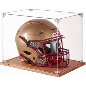 LITY Football Helmet Display Case, Full Size Acrylic Showcase with Solid Wood Base, UV and Dust Protection, Collectibles Box for Sports Memorabilia, for Sports Collectors