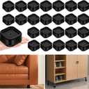 shouwuhho 24 Pack Furniture Risers Adjustable Bed Risers Heavy Duty Lifts Height 1", Square Stackable Bed Risers 1, 2 or 3 Inch for Desk Leg Table Couch Sofa Chair Bed Frame Legs Dorm, Black