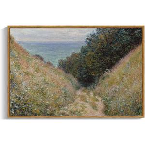 ARPEOTCY Large Framed Canvas Wall Art, 2436 Inch, Vintage Monet Landscape Prints for Wall Decor, Large Hanging Rustic Farmhous Art for Bedroom, Living Room, Dining Room, Office (Retro Scenery)
