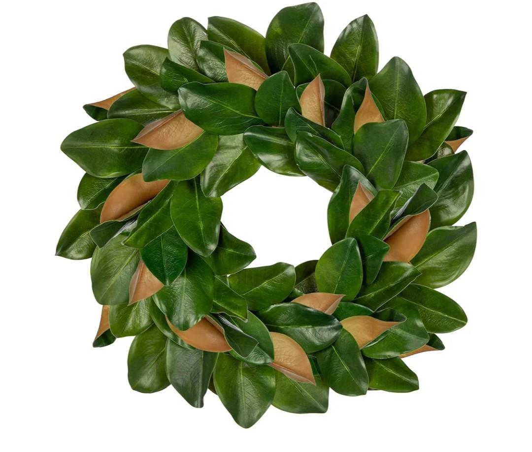 Briful 23'' Artificial Magnolia Wreath for Front Door Silk Greenery Wreath Faux Magnolia Leaf Wreaths for Home Room Window Indoor Outdoor Porch Decor