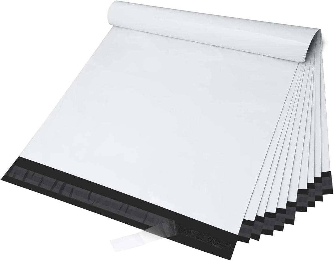 Fuxury Large Poly Mailers 24x24 Inch 50 Pack, Big Shipping Bags for Packaing Clothes,XL Heavy Duty Self Seal Mailing Envelopes,Waterproof Return Postal Polymailer For Business,White