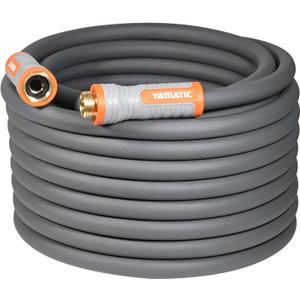 YAMATIC Heavy Duty Garden Hose 5/8 in x 60 ft with Swivel Handle, Super Flexible Water Hose, All-weather, Lightweight, Burst 600 PSI, Gray