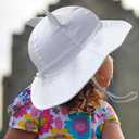 Jastore Baby Girl Boy Sun Hat with UPF 50+ Bear Ear Infants Boys Cap Outdoor Adjustable Beach Hat with Wide Brim Bucket Hats (White, 6M)
