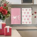 Artoid Mode Pink Heart Love Home Sweet Home Mother's Day Kitchen Towels Dish Towels, 18x26 Inch Anniversary Wedding Decoration Hand Towels Set of 2