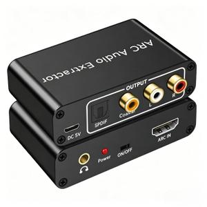 HDMI ARC Audio Extractor 192KHz Adapter, ARC to Optical TOSLINK SPDIF Coaxial RCA L/R 3.5mm Stereo Converter for HDTV Soundbar Speaker Amplifier Headphones