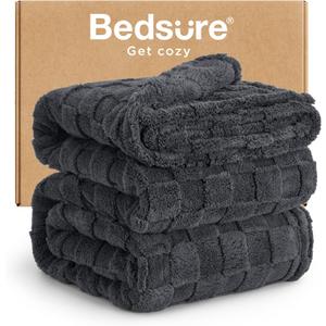 Bedsure GentleSoft Blankets Queen Size for Bed - Super Soft Cozy Blanket for Kids Girls, Large Fuzzy Fleece Throw for Bedroom Decor, Dark Grey, 90x90 Inches