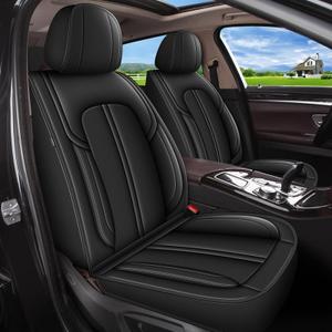 Seat Covers Full Set Fit for Honda Pilot 2005-2016 Faux Leather Car Seat Cover Waterproof Automotive Seat Cushion Protectors Compatible Airbag (5 Seats, Black)