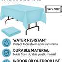 3 x Oojami Disposable Light Blue Plastic Tablecloths (4-Pack)  Elegant 54x108-inch Teal Rectangular Covers for Parties, Weddings, Bridal & Baby Showers, Offices & More  Wipe Clean & Easy-to-Use