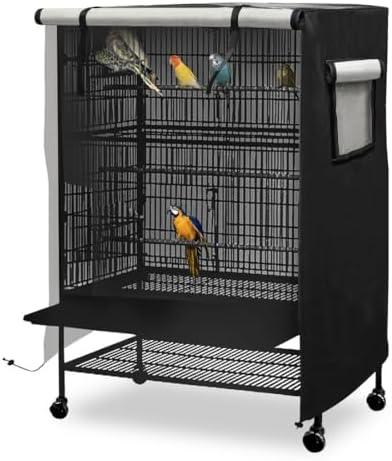 Universal Bird Cage Cover, Dark Colored Drape for Animal Crate, Waterproof & Washable Night Cover for Cages, Distraction and Light Eliminator for Mink, Totoro, Parakeets, Parrot (L - 31”L×22”W×41”H)