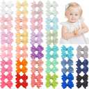 CLLOT Hair Clips for Baby Girls - 60 Tiny 2" Fully Covered Bows Barrettes for Infants and Toddlers