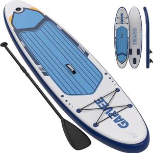 Garvee Inflatable Stand-up Paddle Board, 10.6' x 32'' x 6'', Manual Pump, with Camera Mount, White & Blue