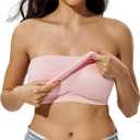 ZeroBound Tube Tops for Women with Built-in Shelf Bra Basic Backless Strapless Top, Bandeau Going Out Crop Tops (Pink, L)