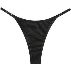 OYOANGLE Women's Metallic Thong Bikini Bottom Low Rise Cheeky Swim Bottoms Beachwear, Small