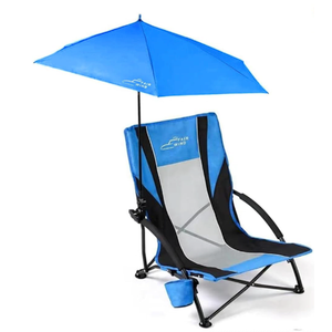 FAIR WIND Beach Chair with 360° Detachable Umbrella for Adults Tilt Sun Shade, Heavy Duty Portable＆Backpack Anti-Sink Sand Chair,Up to 300LBS for Coastal Vacations, Outdoor Concerts,Sports