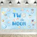 Two The Moon Birthday Backdrop Blue Out Space Man Galaxy Rocket Astronaut Planet Moon Theme Baby Boy 2nd Birthday Photography Background Party Decorations Photo Booth Props