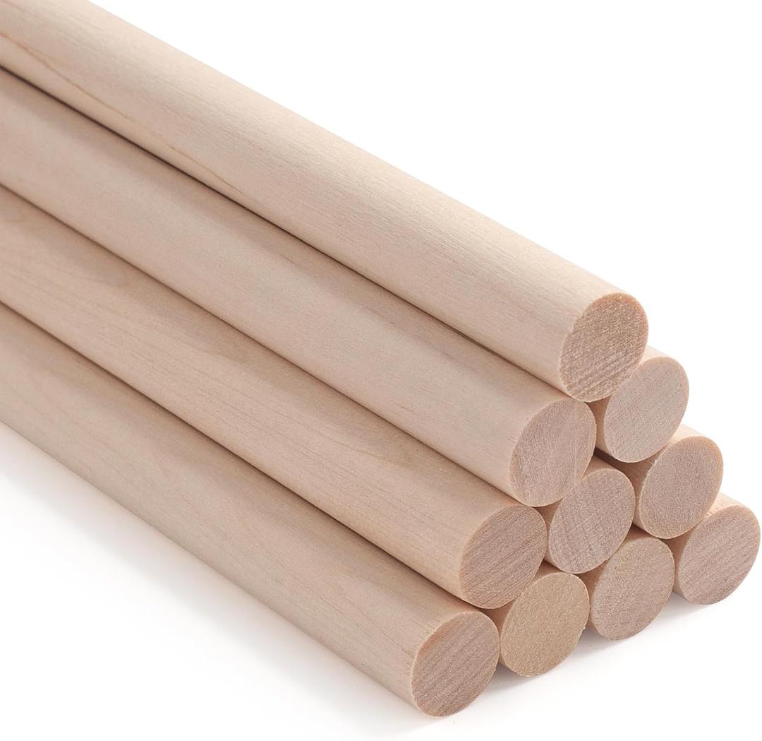 3 x ONUPGO 10Pcs 1/2" x 12" Hardwood Craft Dowel Rods