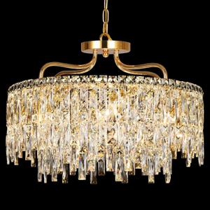 Gold Crystal Chandeliers for Dining Room Light Fixture, 24" Modern Round Chandeliers，8 Lights Luxury Ceiling Pendant Ceiling Lighting for Dining Room Bedroom Entryway Foyer Staircase