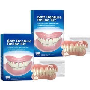 2PCS Silicone Reline Denture Set,Silicone Dentures Set, Denture Silicone Reline Kit for Dentures, Soft Denture Reline Kit for Men and Women