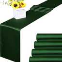 ANECO 4 Pack Satin Table Runner 12 x 108Inch Long Bright Silk and Smooth Fabric Party Table Runner for Wedding Banquet Party Decoration- Forest Green