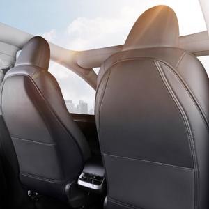 2 Pack Leather Seat Back Protector Custom for Tesla Model Y/3 Model S/X Accessories(Includes 2025 2026 Model Y & 2024-2026 Model 3 Highland), Seat Back Kick Protectors