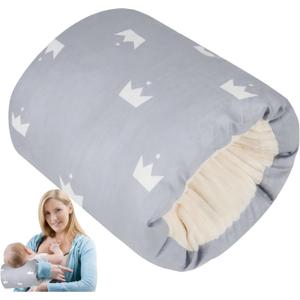Povkufii Baby Feeding Arm Pillow,Nursing Arm Pillows for BreastfeedingSoft Cotton for Newborn, More Support for Mom and Baby,Portable and Washable,Ergonomic Nursing EssentialsGrey Crown