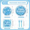96Pcs Winter Snowflake Birthday Party Decorations Blue Frozen Birthday Paper Plates and Napkins Sets Winter Wonderland Decorations for Girls Princess Christmas Baby Shower Holiday Supplies Serves 24