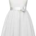 Chiffon Summer Flower Girl Dress Ruffled Junior Bridesmaid Wedding Party Dress (2, White)