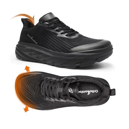 Men's Orthopedic Extra Wide Width Toe Box Walking Sneakers: Breathable Arch Support Orthotic Office Working Sneakers, Plantar Fasciitis Hammer Toes Diabetic Golf Tennis Shoes Black Size 11.5